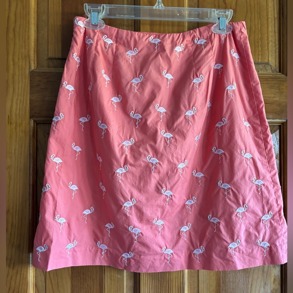Vintage Talbots Pink Flamingo Embroidered Skirt fully lined